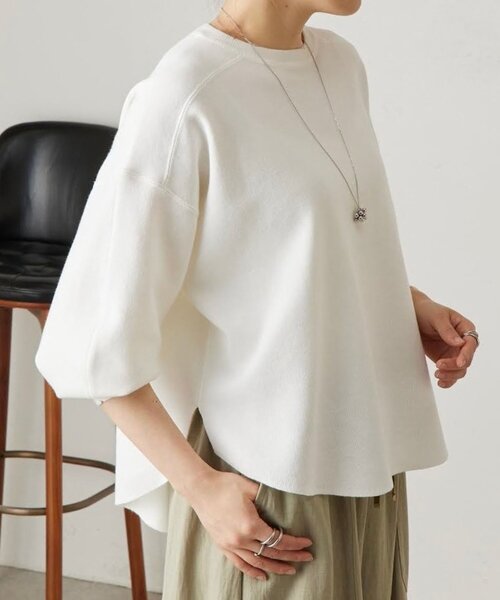 LIVETART（リヴェタート）の「スムースニットトレーナー（Tシャツ/カットソー・レディース・ホワイト/ブラック/グリーン・FREE）」の4枚目の写真