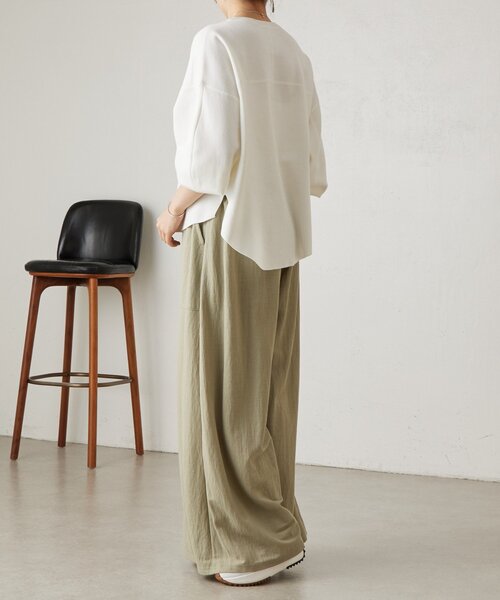 LIVETART（リヴェタート）の「スムースニットトレーナー（Tシャツ/カットソー・レディース・ホワイト/ブラック/グリーン・FREE）」の7枚目の写真