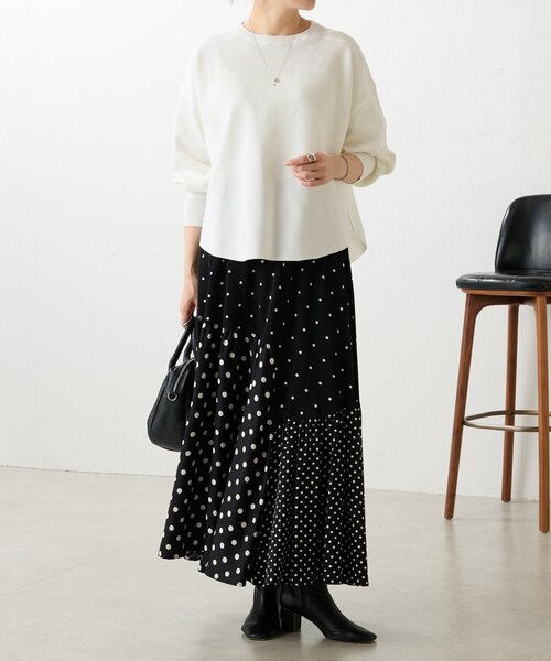 LIVETART（リヴェタート）の「スムースニットトレーナー（Tシャツ/カットソー・レディース・ホワイト/ブラック/グリーン・FREE）」の8枚目の写真