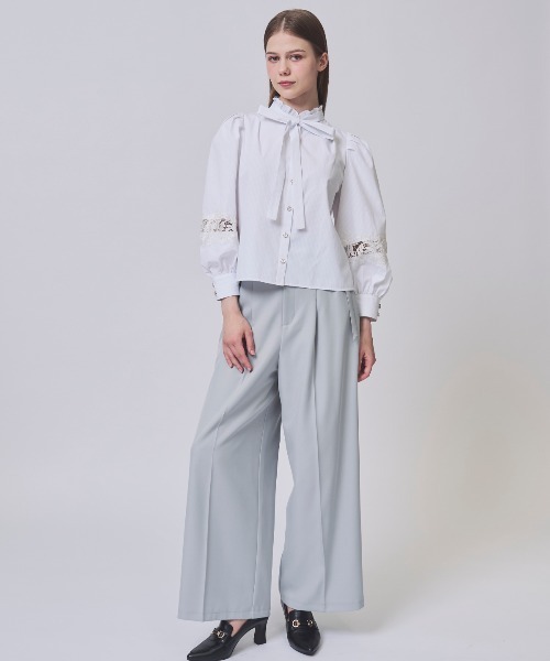 SWINGLE（スウィングル）の「ベルテッドセンタープレスワイドパンツ（その他パンツ・レディース・チャコールグレー/オフホワイト/ミント・SMALL/MEDIUM）」の3枚目の写真