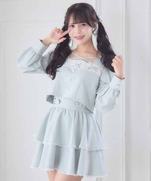 ROJITA（ロジータ）の「はしごレースティアードセットアップ（セットアップ・レディース・ミント/ブラック/ピンク・FREE）」の12枚目の写真