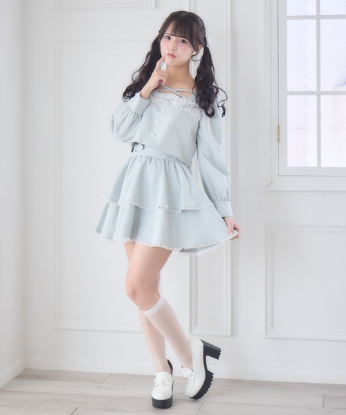 ROJITA（ロジータ）の「はしごレースティアードセットアップ（セットアップ・レディース・ミント/ブラック/ピンク・FREE）」の13枚目の写真