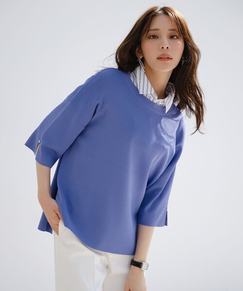 ANY SIS（エニィスィス）の「【アイスタッチ】ボートネックニット プルオーバー（ニット/セーター・レディース・スカイブルー系/ベージュ系2/イエロー系/ホワイト系9/グレー系/ネイビー系9/レッド系/ライトグレー系2・MEDIUM）」の5枚目の写真
