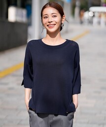 ボーダー ボートネック プルオーバー」に該当するブルー・ネイビー