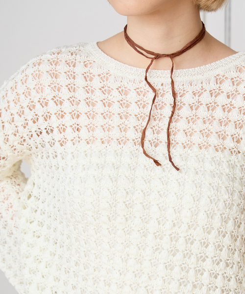 IENA LA BOUCLE（イエナラブークル）の「IENA LA BOUCLE パターンレース編みニット（ニット/セーター・レディース・ホワイト・FREE）」の7枚目の写真