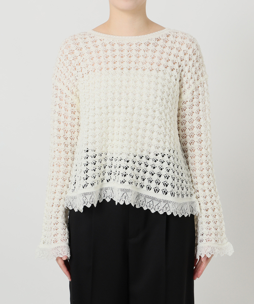 IENA LA BOUCLE（イエナラブークル）の「IENA LA BOUCLE パターンレース編みニット（ニット/セーター・レディース・ホワイト・FREE）」の13枚目の写真