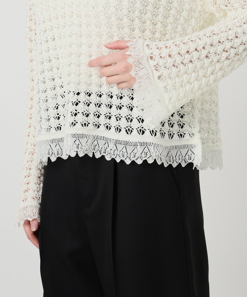 IENA LA BOUCLE（イエナラブークル）の「IENA LA BOUCLE パターンレース編みニット（ニット/セーター・レディース・ホワイト・FREE）」の18枚目の写真