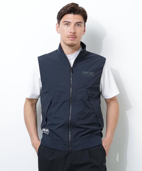 PING(ピン)の「【PING APPAREL】ストレッチリップストップ高機能フルジップベスト <GOLD> (MENS)(ベスト・メンズ・ブラック/グレー/ホワイト・M/LL1/S/LL/L)」の1枚目の写真