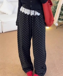 Sibra（シブラ）の「レース切替ドット柄ワイドパンツ（その他パンツ）」