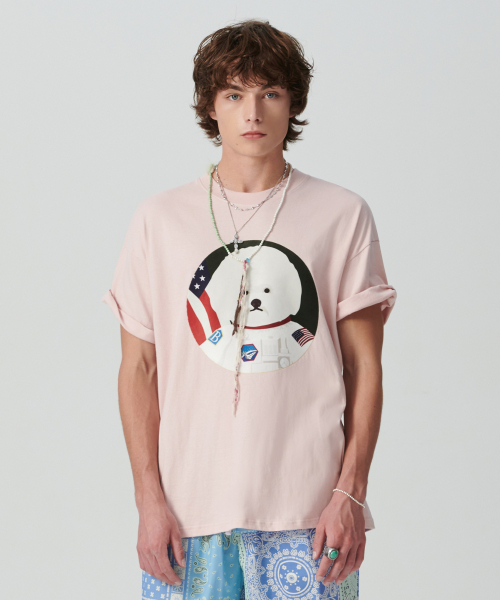 Beyond Closet(-)の「ILPニューアポロパッチドッグ半袖Tシャツピンク(Tシャツ/カットソー・メンズ・その他・LARGE/SMALL)」の1枚目の写真