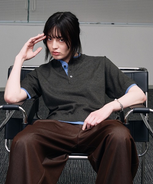 selle glant(セレグランテ)の「LAYERED STYLE HENRY NECK KNIT/レイヤードスタイルヘンリーネックニット(ニット/セーター・メンズ・ブラック系1/ブラック系/ブラック・SMALL/LARGE/MEDIUM)」の12枚目の写真