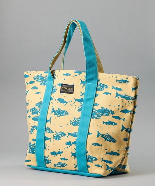 PENDLETON(ペンドルトン)の「【 PENDLETON / ペンドルトン 】SALMON CANVAS LARGE TOTE / サーモンキャンバスラージトート(トートバッグ・レディース・ブラック/ブルー・FREE)」の4枚目の写真