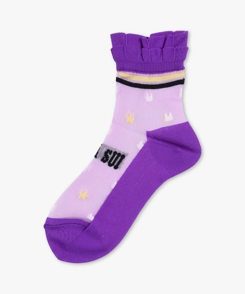 ANNA SUI(アナスイ)の「ドットフリルソックス(ソックス/靴下・レディース・ブラック/オフホワイト/ラベンダー・23-24cm)」の3枚目の写真