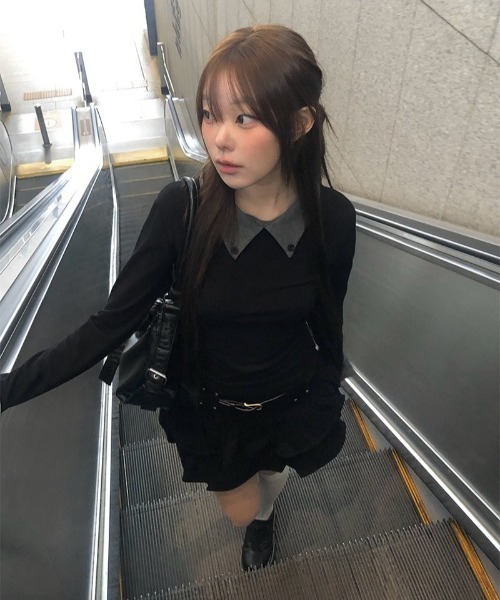 anyonemore(エニワンモア)の「ティアードフリルミニスカート+ベルトセット(スカート・レディース・ブラック・LARGE/MEDIUM/SMALL)」の10枚目の写真