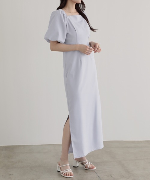 nouvellemoi（ヌーベルモイ）の「リネン混スクエアネックIラインワンピース（ワンピース・レディース・ダークブラウン/ブラック/ブルーグレー/ライトベージュ・S/M/L）」の13枚目の写真
