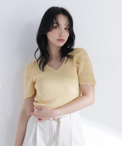 柄編みスリーブニット（ニット/セーター）｜NATURAL BEAUTY BASIC 