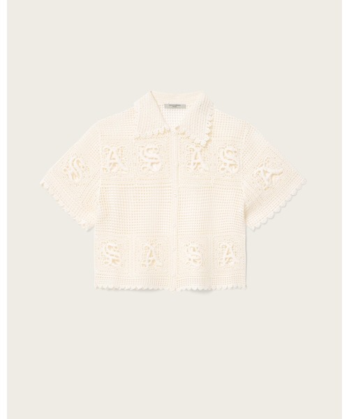 ALLSAINTS(オールセインツ)の「KYRA CROCHET CROPPED POLO | KYRA クロシェ クロップド ポロ(ポロシャツ・レディース・ホワイト・XS/S/M)」の6枚目の写真