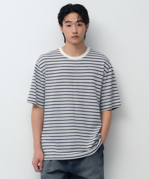 マルチストライプリラックスドTシャツ5 [アイボリー]
