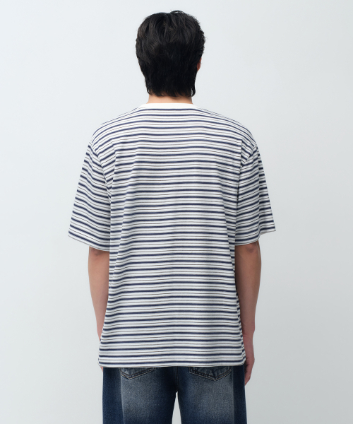 MUSINSA STANDARD（ムシンサスタンダード）の「マルチストライプリラックスドTシャツ5 [アイボリー]（Tシャツ/カットソー・メンズ・その他・MEDIUM/LARGE/X-LARGE/2XL/3XL/SMALL）」の3枚目の写真