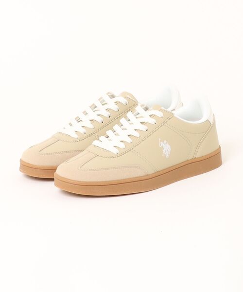 U.S. POLO ASSN.(ユーエスポロアッスン)の「【U.S. POLO ASSN./ユーエスポロアッスン】ジャーマンスニーカー ブランドロゴ ローカット PUレザー シンプル きれいめ カジュアル 通勤 通学(スニーカー・メンズ・ネイビー/ベージュ/ホワイト・27cm/28cm/25cm/26cm/26.5cm/25.5cm)」の2枚目の写真
