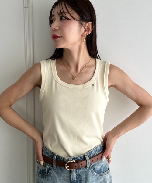 MYMOOD.(マイムード)の「コーデを選ばない◎ベーシックテレコタンクトップ(タンクトップ・レディース・ホワイト/ブラック/ライトグレー/アイボリー・FREE)」の3枚目の写真