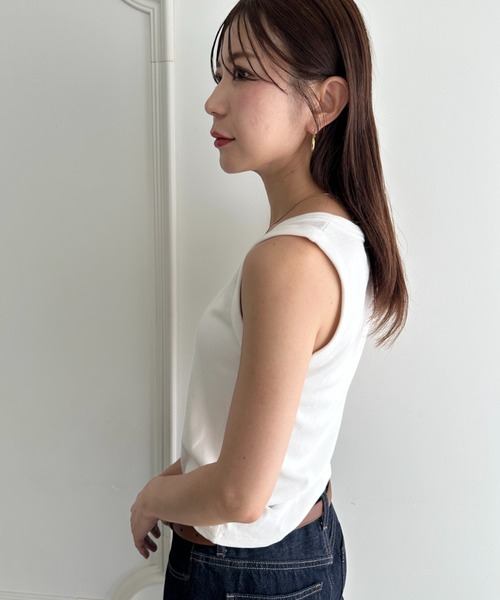 MYMOOD.(マイムード)の「コーデを選ばない◎ベーシックテレコタンクトップ(タンクトップ・レディース・ホワイト/ブラック/ライトグレー/アイボリー・FREE)」の9枚目の写真