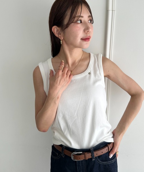 MYMOOD.(マイムード)の「コーデを選ばない◎ベーシックテレコタンクトップ(タンクトップ・レディース・ホワイト/ブラック/ライトグレー/アイボリー・FREE)」の6枚目の写真