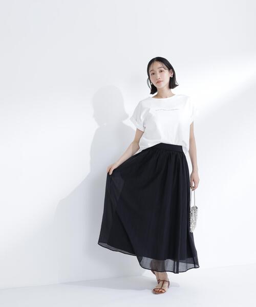 NATURAL BEAUTY BASIC(ナチュラルビューティーベーシック)の「サマーフレアスカート(スカート・レディース・イエロー/ブラック/オフホワイト・フリ-)」の1枚目の写真