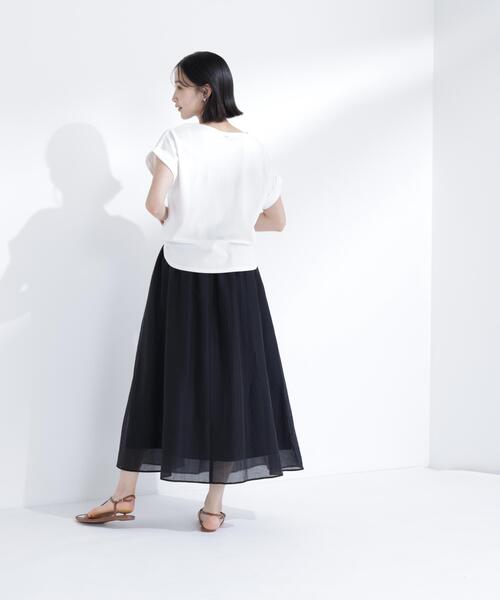 NATURAL BEAUTY BASIC(ナチュラルビューティーベーシック)の「サマーフレアスカート(スカート・レディース・イエロー/ブラック/オフホワイト・フリ-)」の8枚目の写真