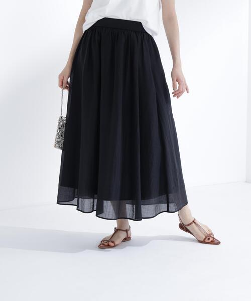 NATURAL BEAUTY BASIC(ナチュラルビューティーベーシック)の「サマーフレアスカート(スカート・レディース・イエロー/ブラック/オフホワイト・フリ-)」の5枚目の写真