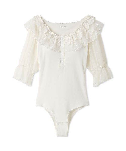 LILY BROWN（リリーブラウン）の「【LILY BROWN Lingerie】レーシーパフスリーブボディスーツ（その他アンダーウェア/インナー・レディース・ブラック/ホワイト・F）」の10枚目の写真