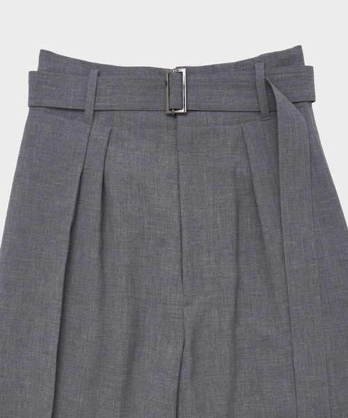 CITY TOKYO（シティトウキョウ）の「【CITY TOKYO/シティートウキョウ】Belt Tuck Pants/ベルトタックパンツ/ワイドパンツ（スラックス・レディース・グレー/ネイビー・1/2）」の6枚目の写真