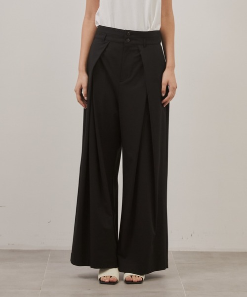 CITY TOKYO（シティトウキョウ）の「【CITY TOKYO/シティートウキョウ】Belt Tuck Pants/ベルトタックパンツ/ワイドパンツ（スラックス・レディース・グレー/ネイビー・1/2）」の9枚目の写真