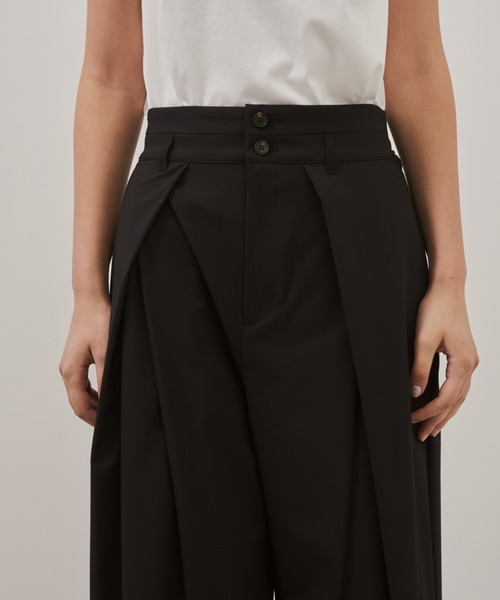 CITY TOKYO（シティトウキョウ）の「【CITY TOKYO/シティートウキョウ】Belt Tuck Pants/ベルトタックパンツ/ワイドパンツ（スラックス・レディース・グレー/ネイビー・1/2）」の13枚目の写真
