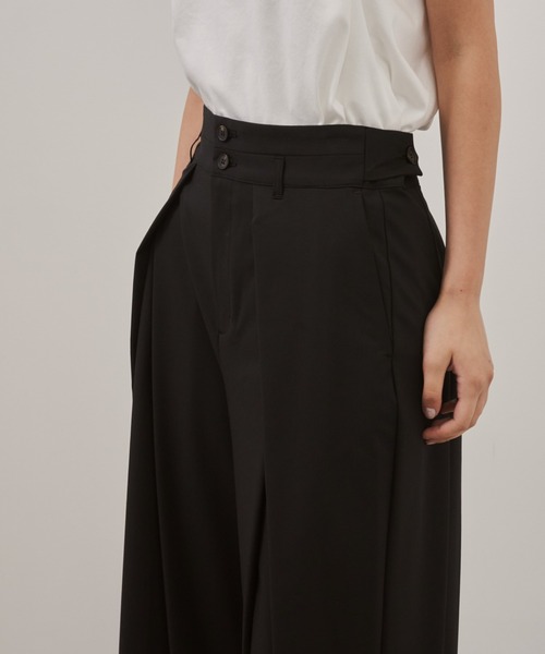 CITY TOKYO（シティトウキョウ）の「【CITY TOKYO/シティートウキョウ】Belt Tuck Pants/ベルトタックパンツ/ワイドパンツ（スラックス・レディース・グレー/ネイビー・1/2）」の12枚目の写真