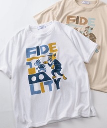 【72】【FIDELITY STANDARD SURPLUS/フィデリティ スタンダード サープラス】パイル キャットロゴ グラフィック クルーネックTシャツ