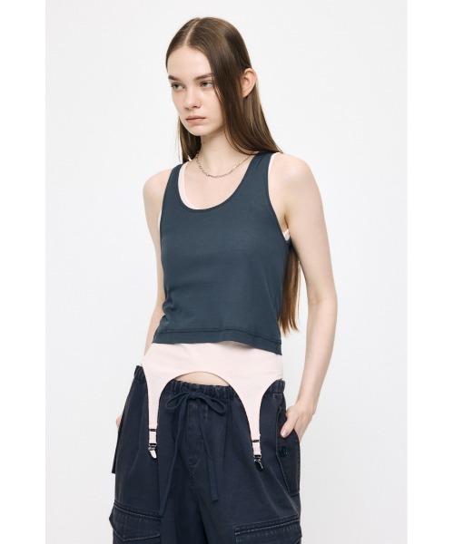 MOUSSY(マウジー)の「LAYER タンクトップ(タンクトップ・レディース・チャコールグレー/オフホワイト/ライトブラック・FREE)」の8枚目の写真
