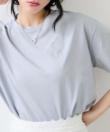 ボクシークロップド刺繍Tシャツ