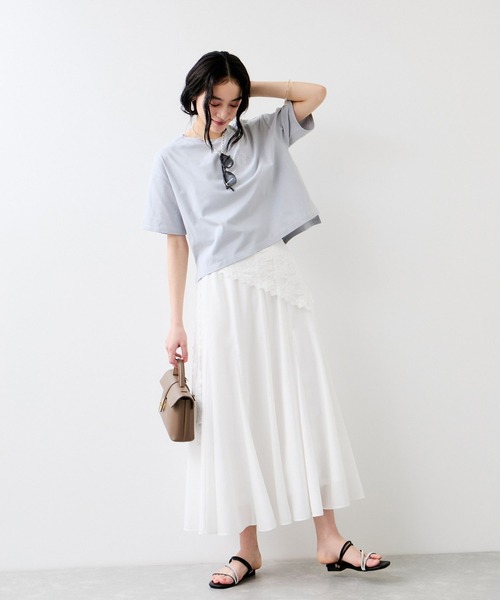 VIS（ビス）の「ボクシークロップド刺繍Tシャツ（Tシャツ/カットソー・レディース・ブルー/チャコールグレー/ホワイト・FREE）」の19枚目の写真