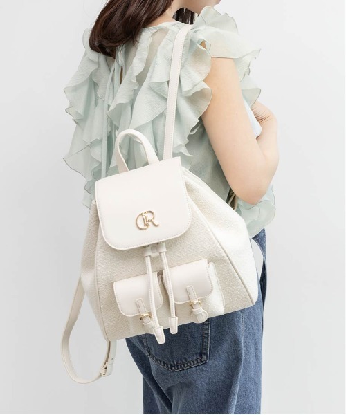 RANDA(ランダ)の「フラップデザインリュックバッグ(バックパック/リュック・レディース・アイボリー/ブラック/ピンク・FREE)」の5枚目の写真