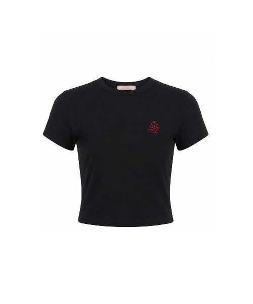 SupBaby by SUPPLIER(サプベイビーバイサプライヤー)の「Tシャツ|Petit Cross Rhinestone Cropped Tee|SupBaby by SUPPLIER(Tシャツ/カットソー・レディース・ホワイト/ブラック・SMALL/MEDIUM)」の2枚目の写真