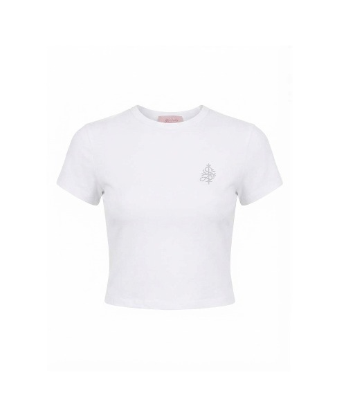 SupBaby by SUPPLIER(サプベイビーバイサプライヤー)の「Tシャツ|Petit Cross Rhinestone Cropped Tee|SupBaby by SUPPLIER(Tシャツ/カットソー・レディース・ホワイト/ブラック・SMALL/MEDIUM)」の3枚目の写真
