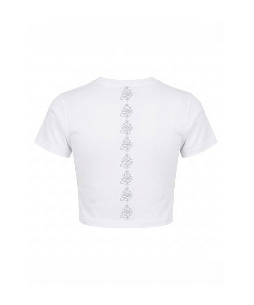 SupBaby by SUPPLIER(サプベイビーバイサプライヤー)の「Tシャツ|Petit Cross Rhinestone Cropped Tee|SupBaby by SUPPLIER(Tシャツ/カットソー・レディース・ホワイト/ブラック・SMALL/MEDIUM)」の4枚目の写真