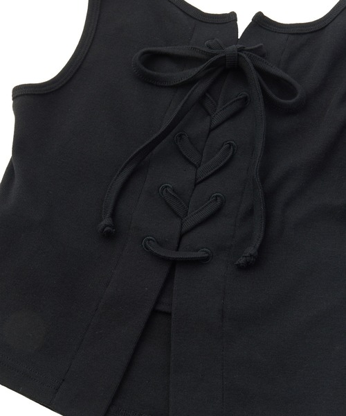 X-girl（エックスガール）の「2WAY LACE UP TANK TOP（タンクトップ・レディース・ホワイト/ブラック/ブラウン・ONE SIZE）」の21枚目の写真