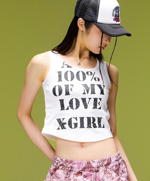 X-girl（エックスガール）の「2WAY LACE UP TANK TOP（タンクトップ・レディース・ホワイト/ブラック/ブラウン・ONE SIZE）」の4枚目の写真