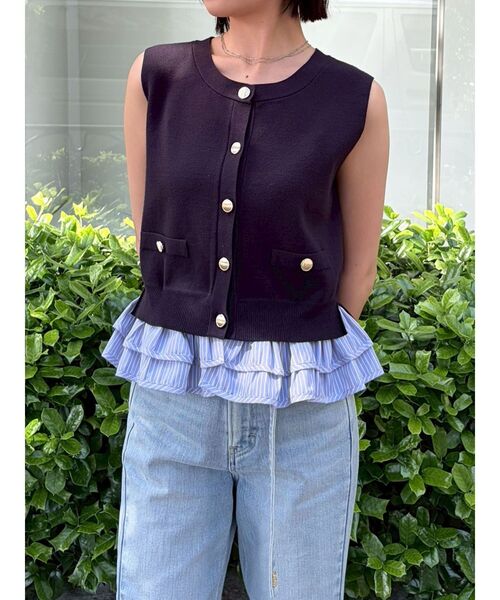 LAGUNAMOON(ラグナムーン)の「ノースリドッキングニット 【夏服】 【オフィスカジュアル】(ニット/セーター・レディース・アイボリー/ブルー/ネイビー・FREE)」の2枚目の写真