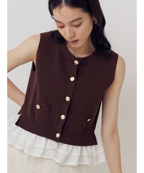 LAGUNAMOON(ラグナムーン)の「ノースリドッキングニット 【夏服】 【オフィスカジュアル】(ニット/セーター・レディース・アイボリー/ブルー/ネイビー/ブラウン・FREE)」の3枚目の写真