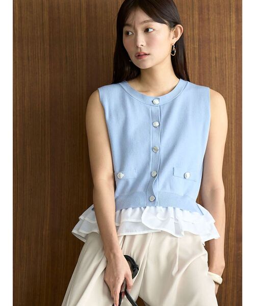 LAGUNAMOON(ラグナムーン)の「ノースリドッキングニット 【夏服】 【オフィスカジュアル】(ニット/セーター・レディース・アイボリー/ブルー/ネイビー・FREE)」の5枚目の写真