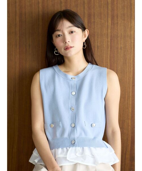 LAGUNAMOON(ラグナムーン)の「ノースリドッキングニット 【夏服】 【オフィスカジュアル】(ニット/セーター・レディース・アイボリー/ブルー/ネイビー・FREE)」の6枚目の写真
