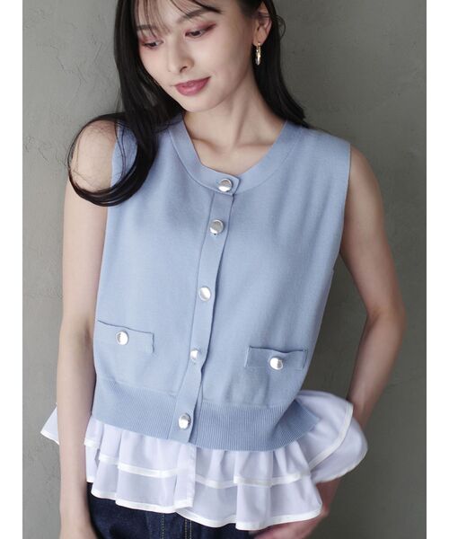 LAGUNAMOON(ラグナムーン)の「ノースリドッキングニット 【夏服】 【オフィスカジュアル】(ニット/セーター・レディース・アイボリー/ブルー/ネイビー・FREE)」の14枚目の写真